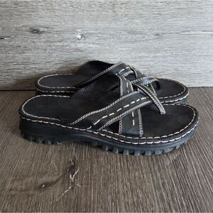 Vintage 90s y2k Lower East Side Chunky Lug Sole Jammer Platform Slide Sandals 8